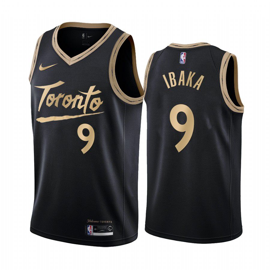 Men Toronto Raptors #9 serge ibaka black city edition 2020 nba jersey